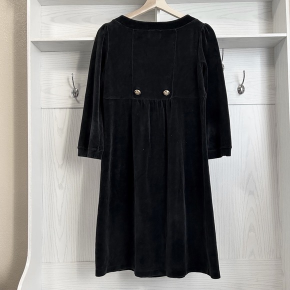 Y2K Juicy Couture USA Vintage Black Velvet Dress Gold Button Square Neck Size L - Picture 2 of 12